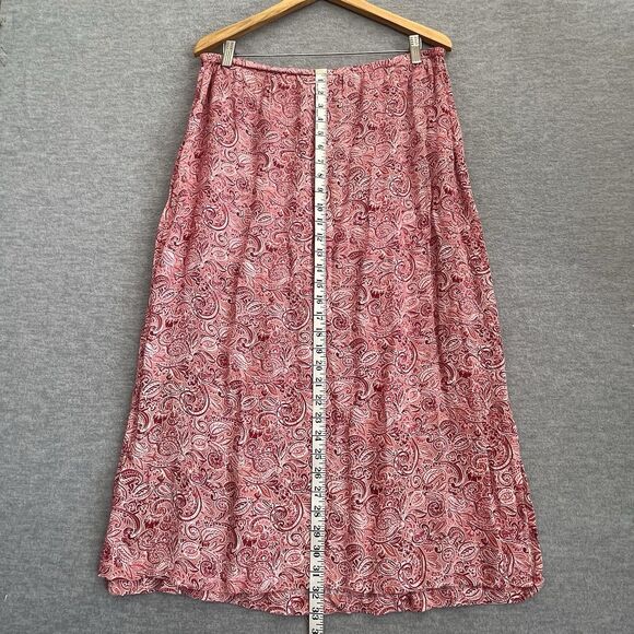 Cherokee Boho Midi Skirt Size XL Drawstring Red Paisley Church Work Fairy Drapey - Picture 7 of 11